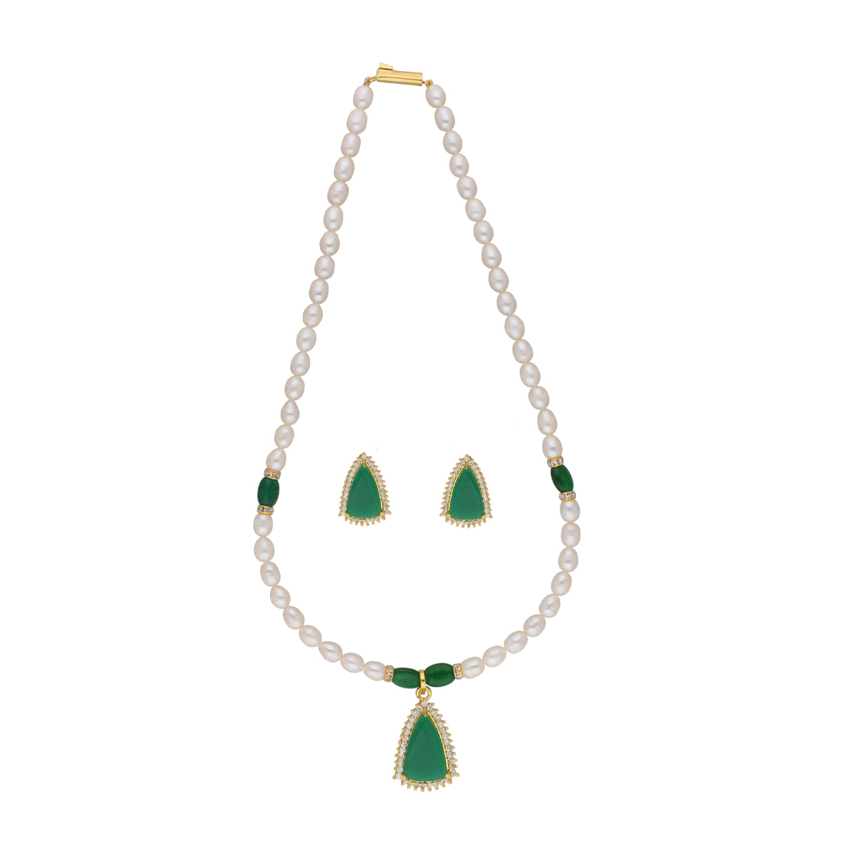 J Pearls Saanvi 1 Line Oval Pearl Set - Real Pearl Jewelry - Distacart