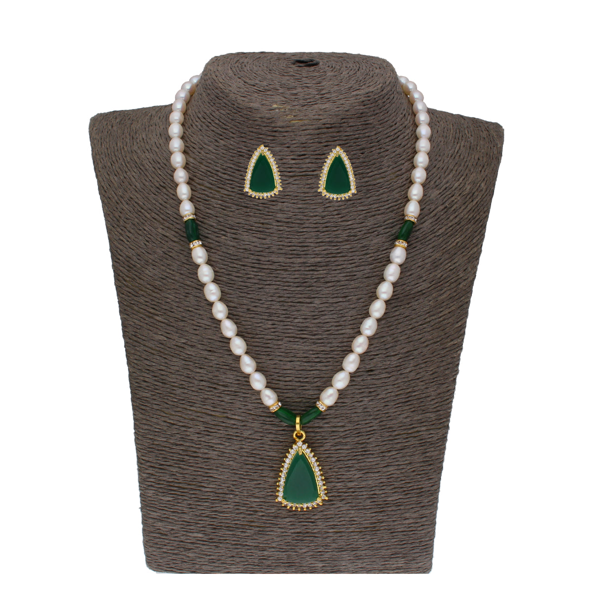 J Pearls Saanvi 1 Line Oval Pearl Set - Real Pearl Jewelry - Distacart