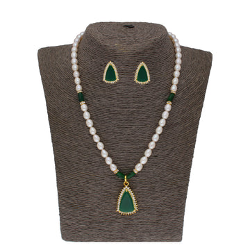 J Pearls Saanvi 1 Line Oval Pearl Set - Real Pearl Jewelry - Distacart