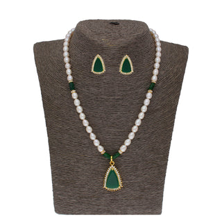 J Pearls Saanvi 1 Line Oval Pearl Set - Real Pearl Jewelry - Distacart