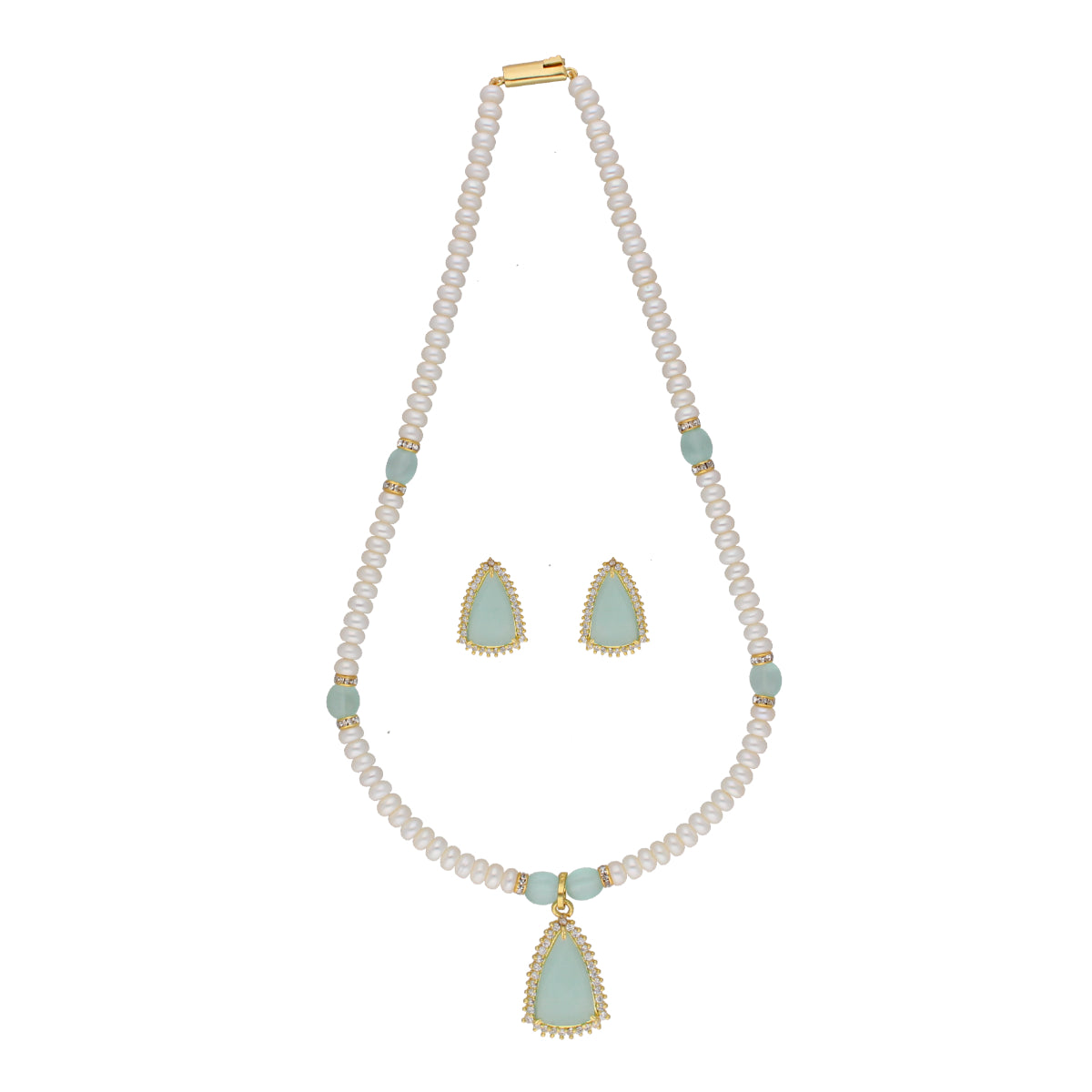 J Pearls Cancala 1 Line Button Pearl Set - Real Pearl Jewelry - Distacart