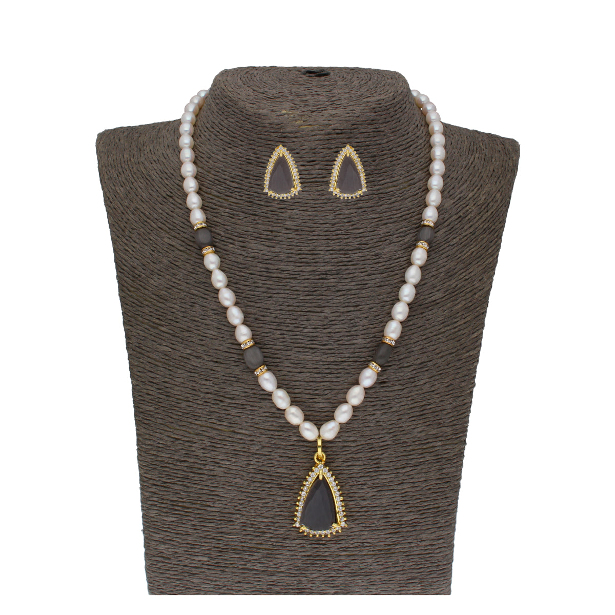 J Pearls Riya 1 Line Oval Pearl Set - Real Pearl Jewelry - Distacart