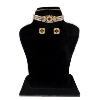 J Pearls Kyra 3 Lines Round Choker Set - Real Pearl Jewelry - Distacart