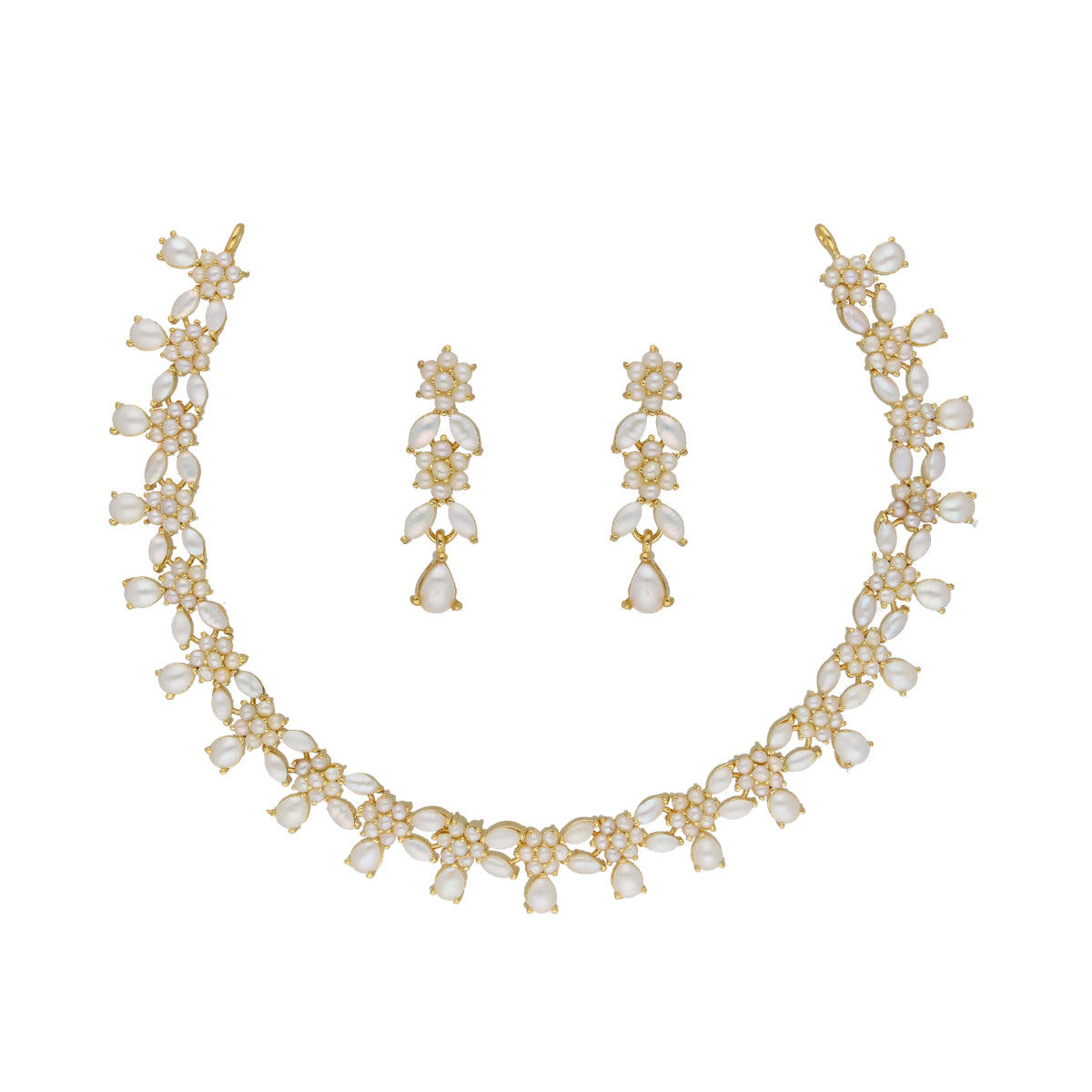 J Pearls Zara 1 Line Necklace Set - Real Pearl Jewelry - Distacart