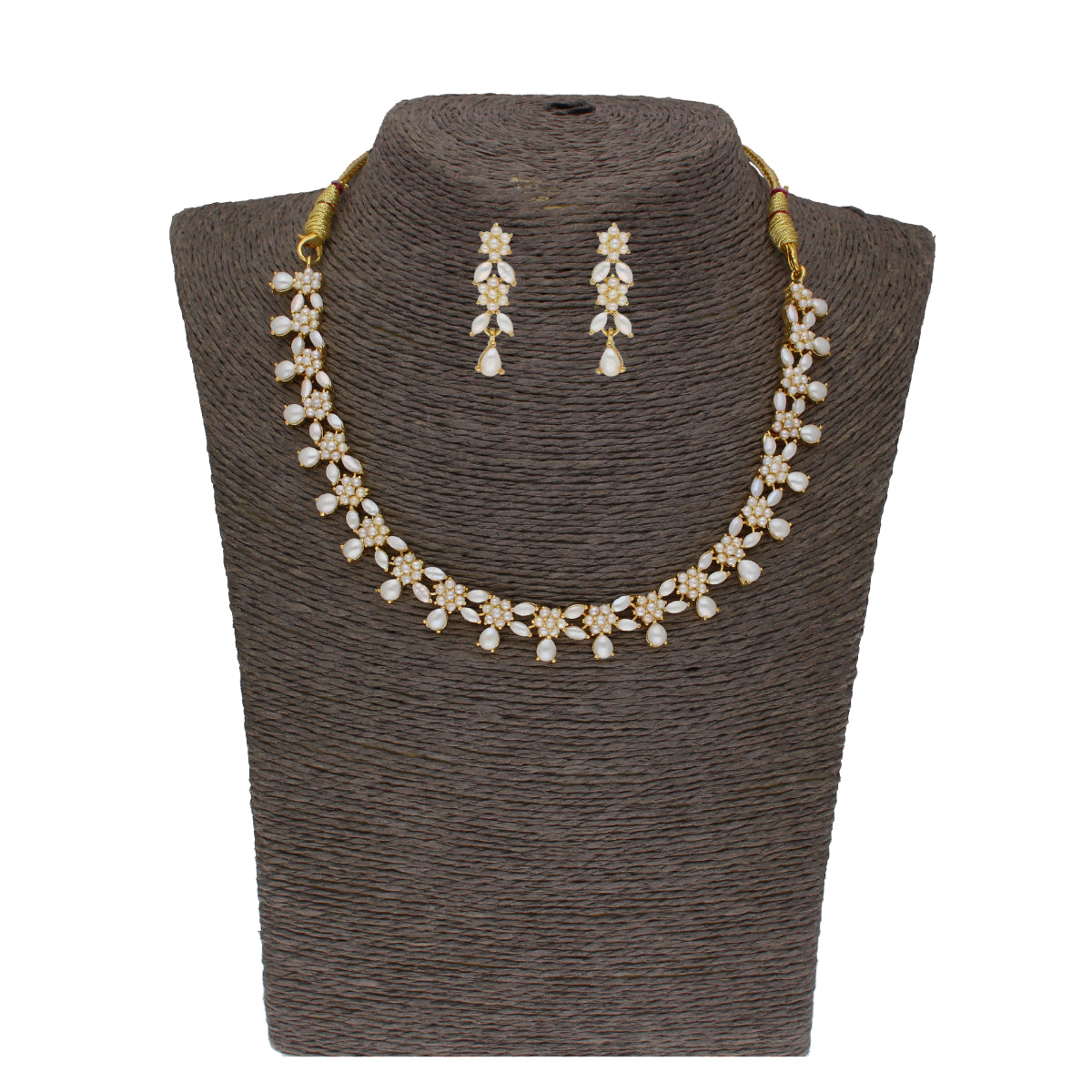 J Pearls Zara 1 Line Necklace Set - Real Pearl Jewelry - Distacart