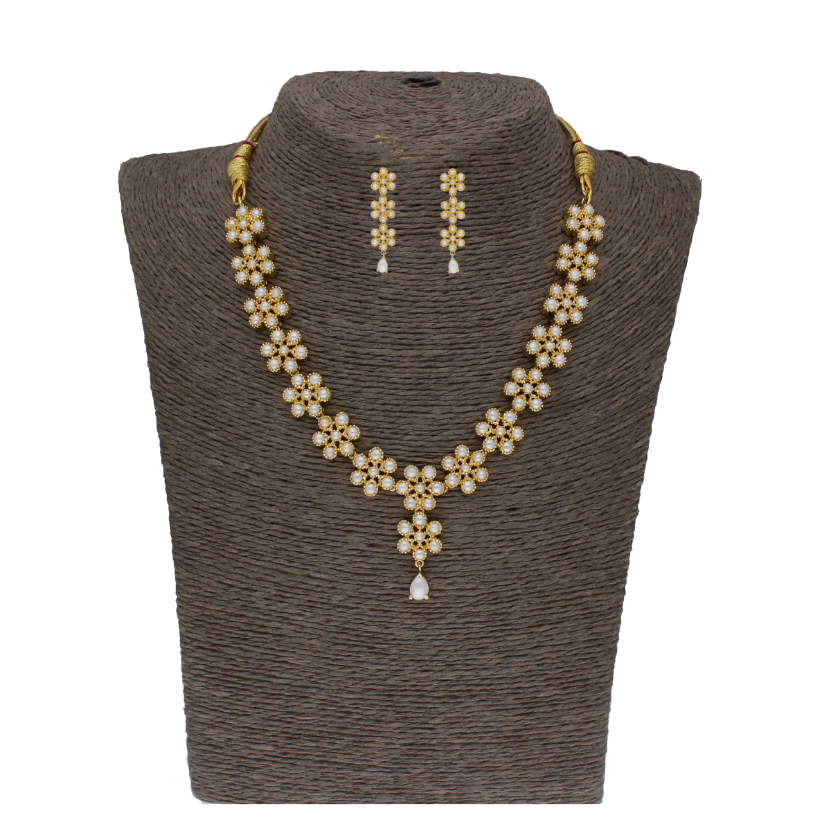 J Pearls Baasima 1 Line Necklace Set - Real Pearl Jewelry - Distacart