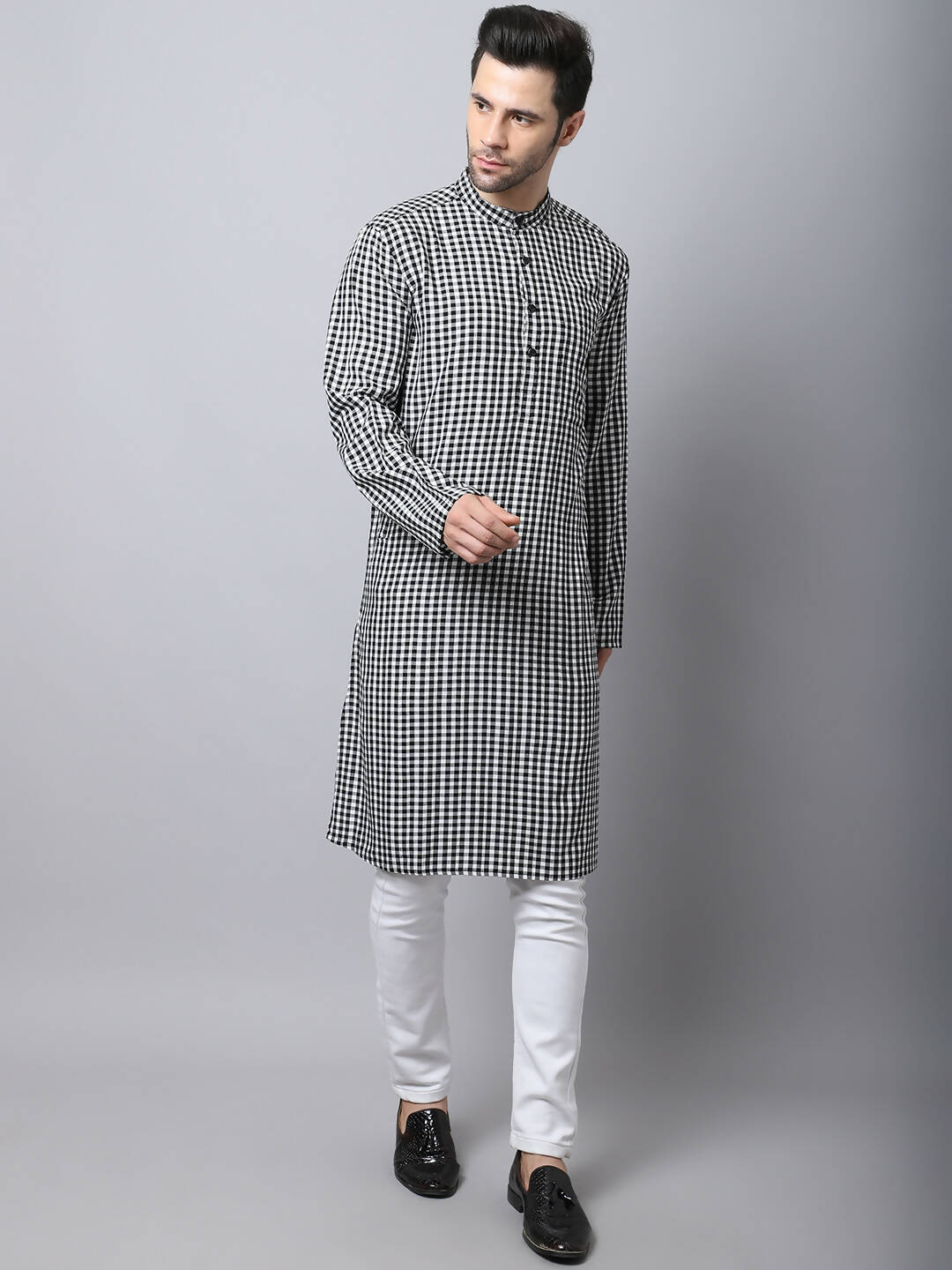 Even Apparels Multi Pure Cotton Men's Kurta With Band Collar - Distacart