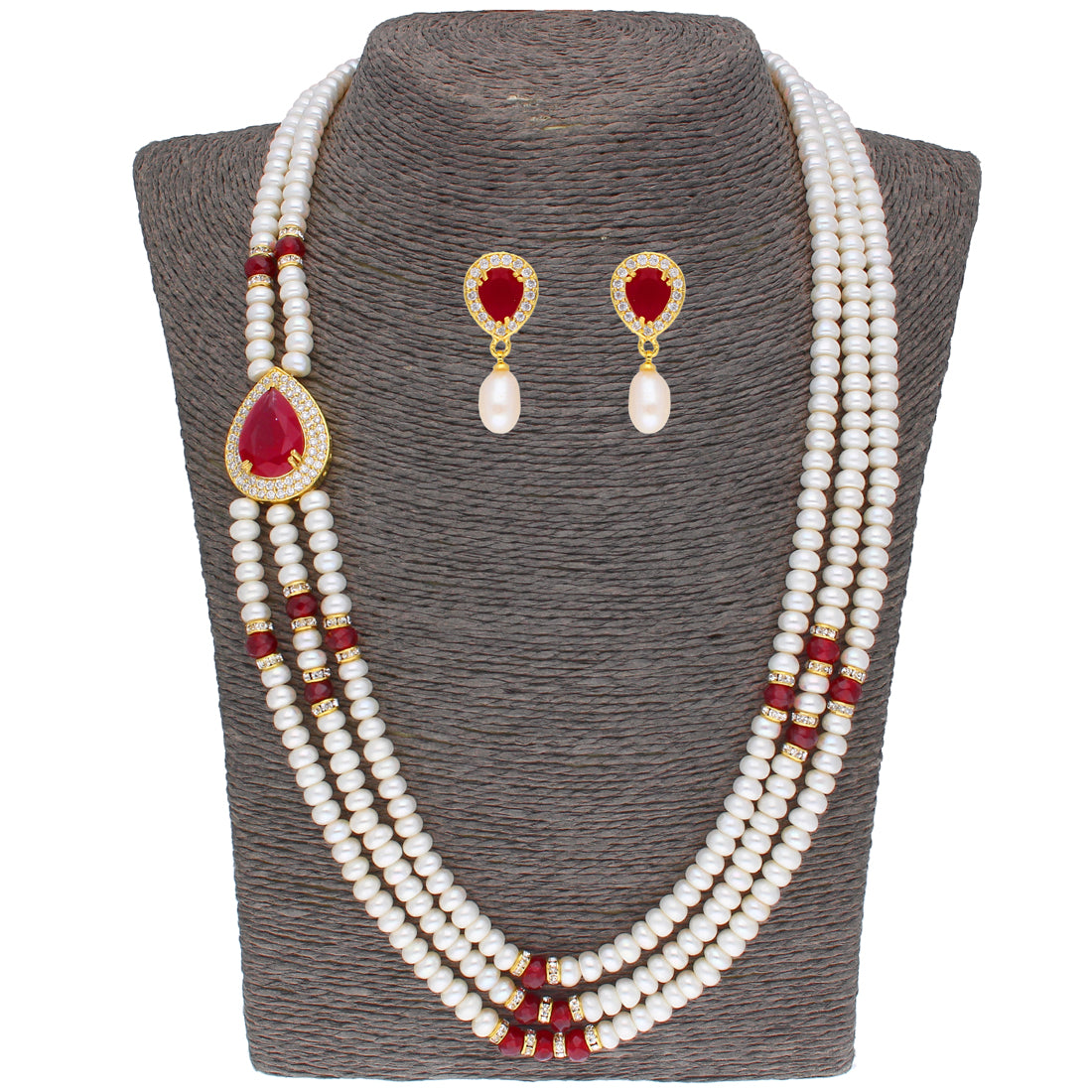 J Pearls Stunning 3 String Necklace Set - Real Pearl Jewelry - Distacart
