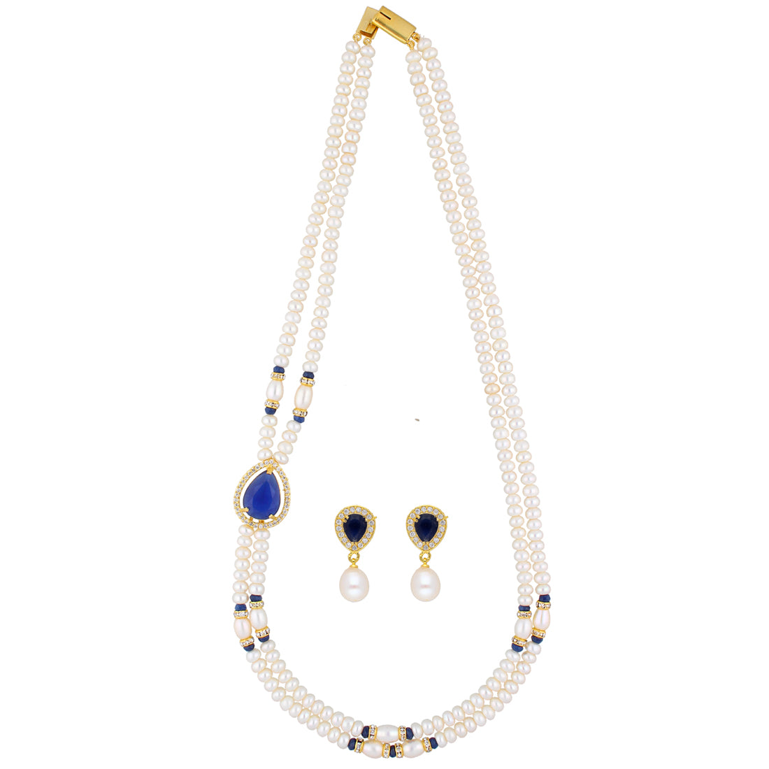 J Pearls Striking 2 String Necklace Set - Real Pearl Jewelry - Distacart