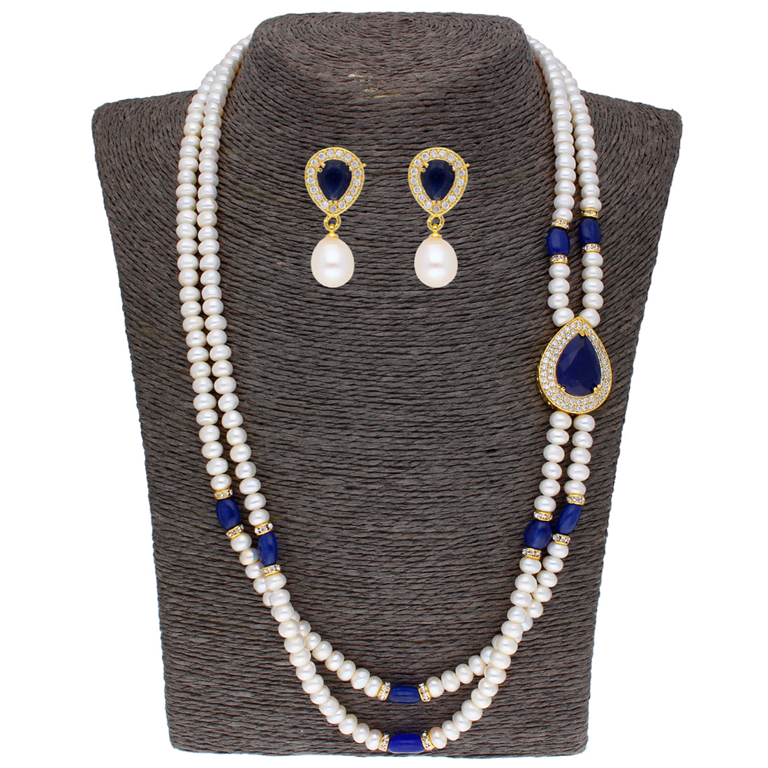 J Pearls Striking 2 String Necklace Set - Real Pearl Jewelry - Distacart