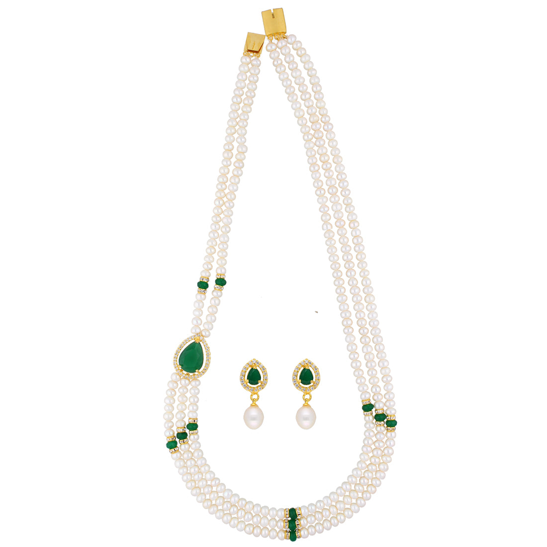 J Pearls Famous 3 String Necklace Set - Real Pearl Jewelry - Distacart