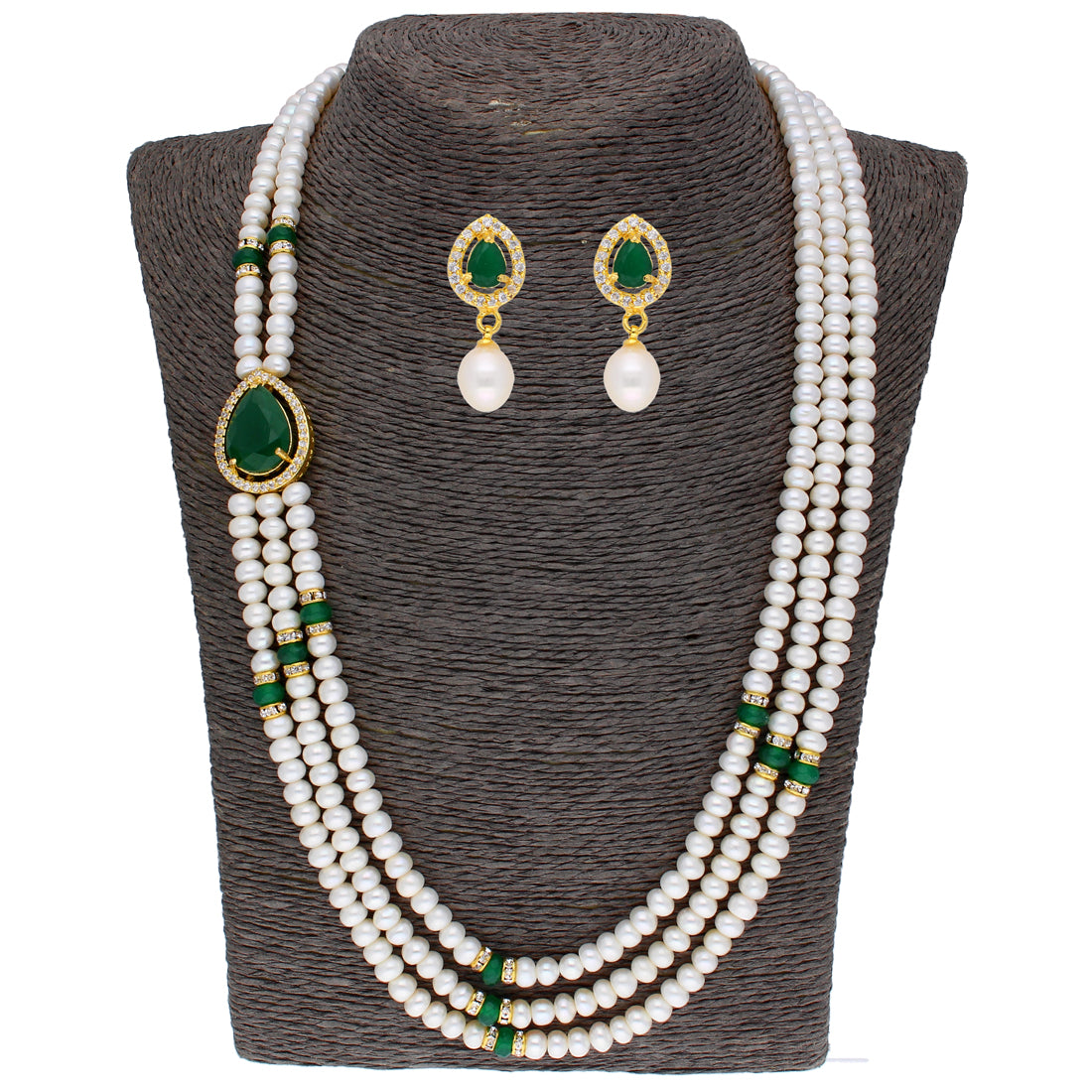 J Pearls Famous 3 String Necklace Set - Real Pearl Jewelry - Distacart