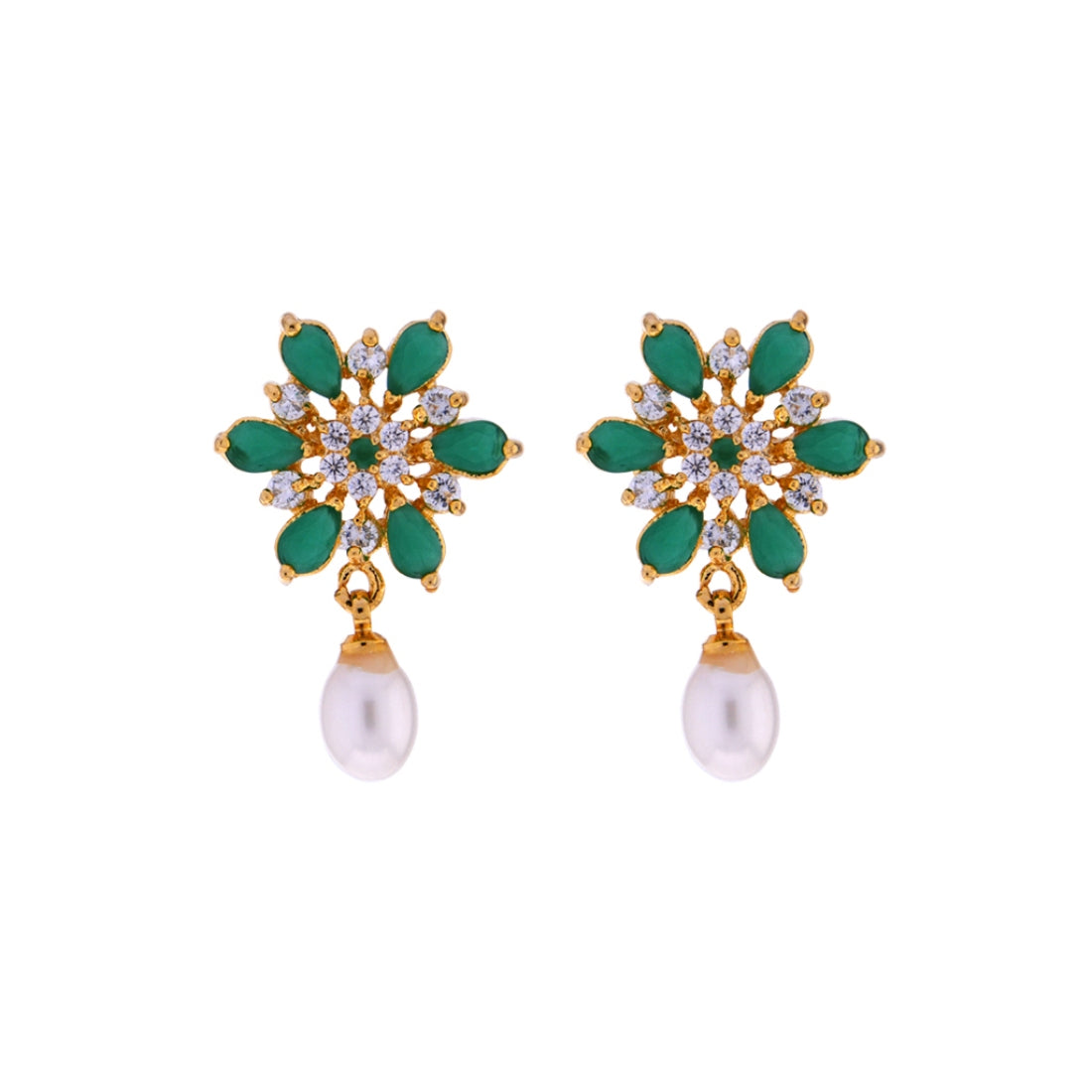 J Pearls Green Designer Earrings - Real Pearl Jewelry - Distacart