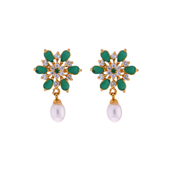 J Pearls Green Designer Earrings - Real Pearl Jewelry - Distacart
