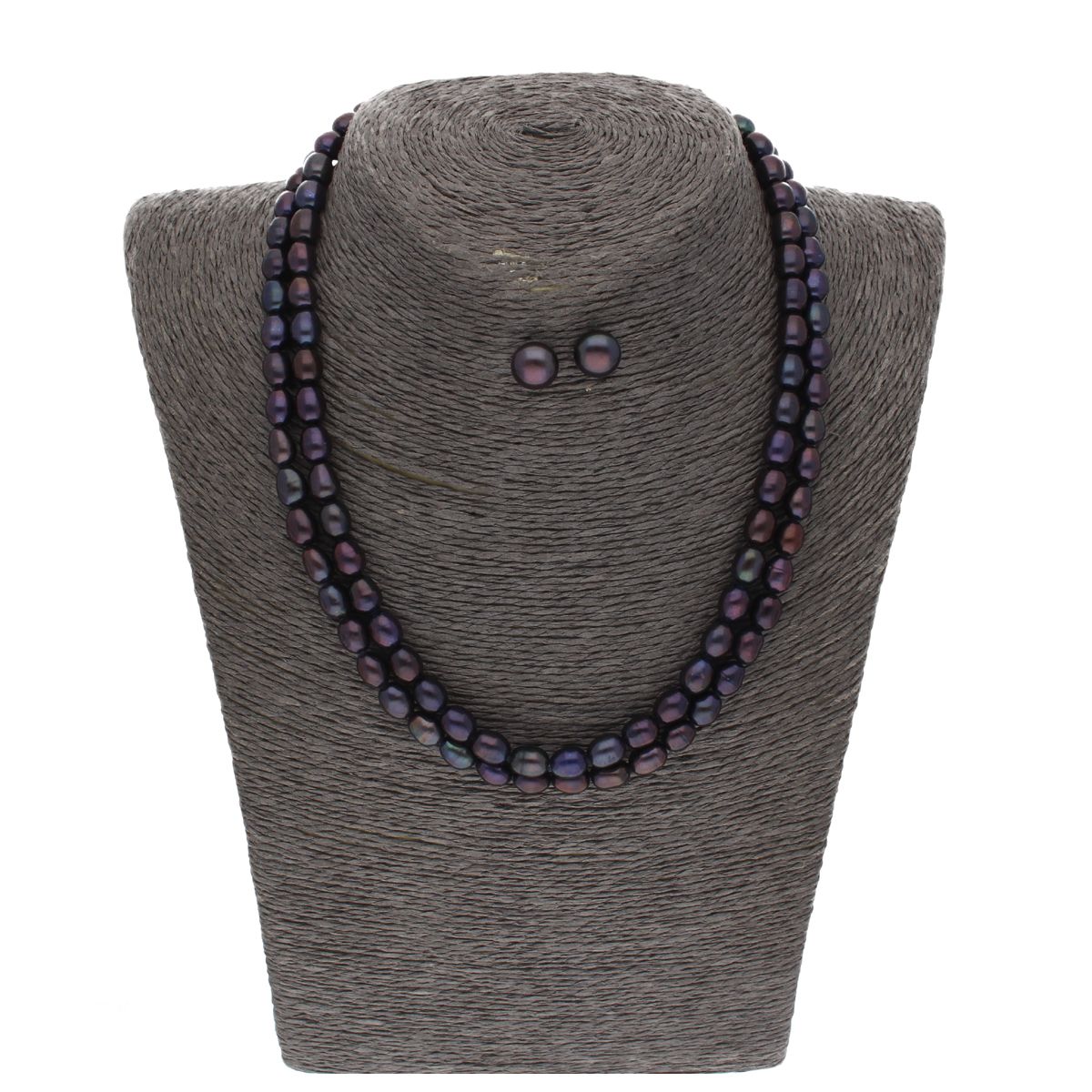 J Pearls 2 Line Black Oval Pearl Set - Real Pearl Jewelry - Distacart