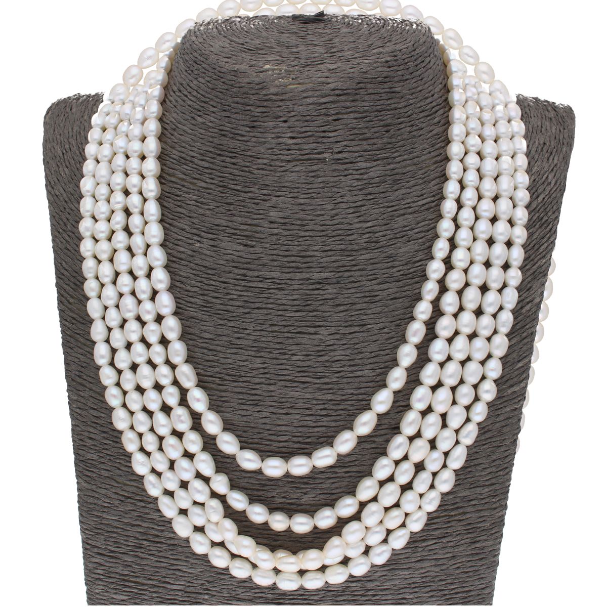 J Pearls 5 Line Plain Oval Pearl Set - Real Pearl Jewelry - Distacart