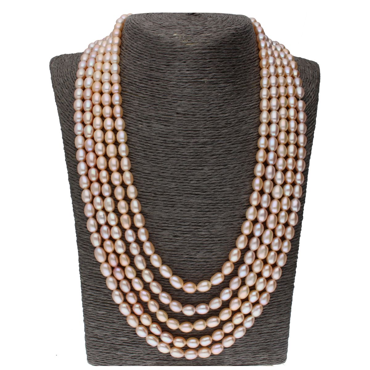 J Pearls 5 Line Oval Pearl Set - Real Pearl Jewelry - Distacart