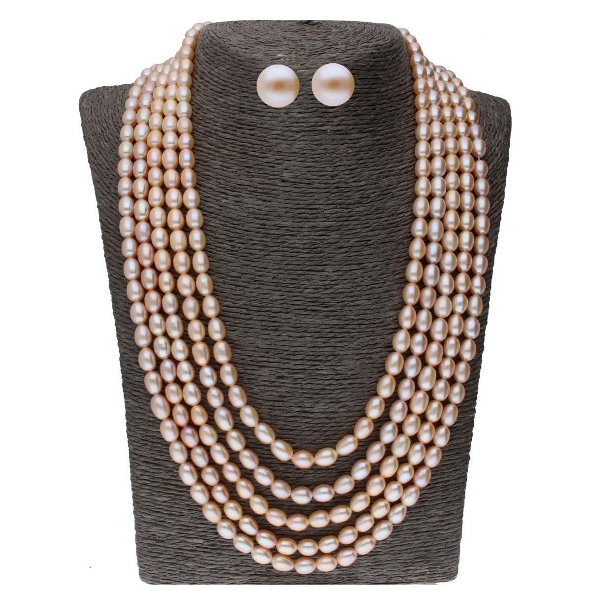 J Pearls 5 Line Oval Pearl Set - Real Pearl Jewelry - Distacart