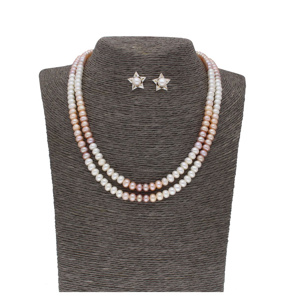 J Pearls 2 Line Mutli-Color Button Pearl Set - Real Pearl Jewelry - Distacart