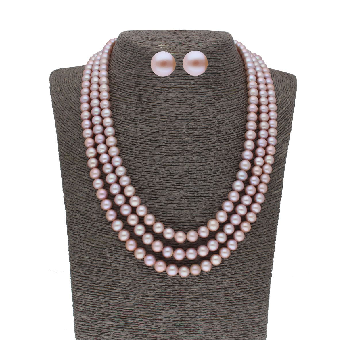 J Pearls 3 Line 8-9Mm Round Pearl Set - Real Pearl Jewelry - Distacart