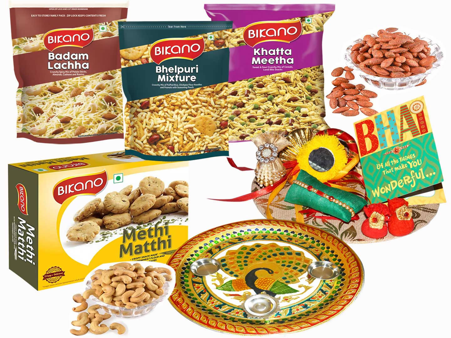Bikano Favourites and Dryfruits Rakhi Puja Thali Gift - Distacart