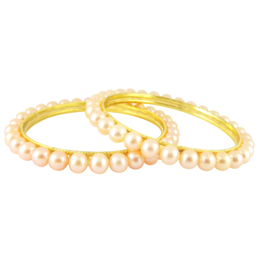 J Pearls Pink Pearl Bangles - Real Pearl Jewelry - Distacart