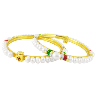 J Pearls Amiable Pearl Bangles - Real Pearl Jewelry - Distacart