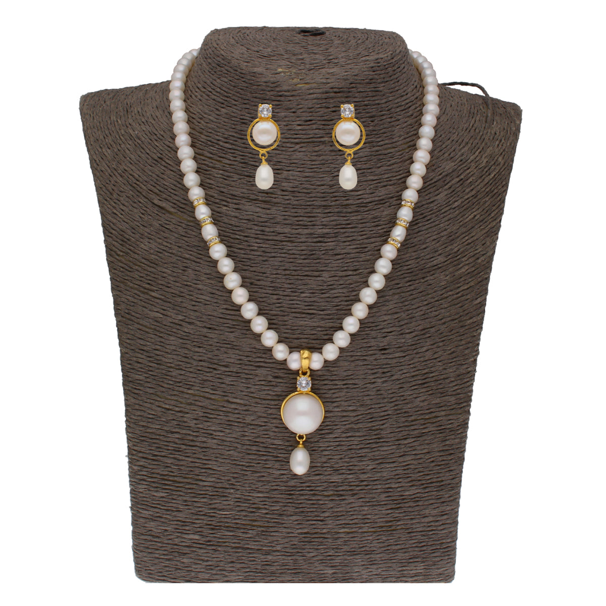 J Pearls Elegant Single Drop Pearl Set - Real Pearl Jewelry - Distacart