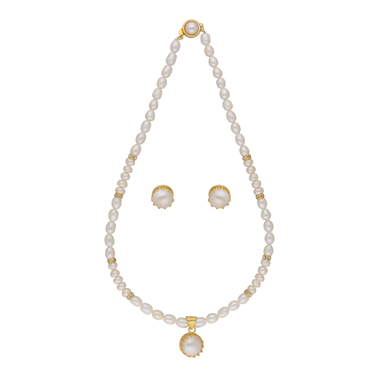 J Pearls Single String Fashionable Pearl Set - Real Pearl Jewelry - Distacart