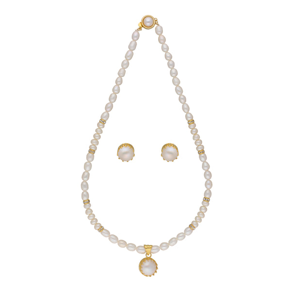 J Pearls Single String Fashionable Pearl Set - Real Pearl Jewelry - Distacart