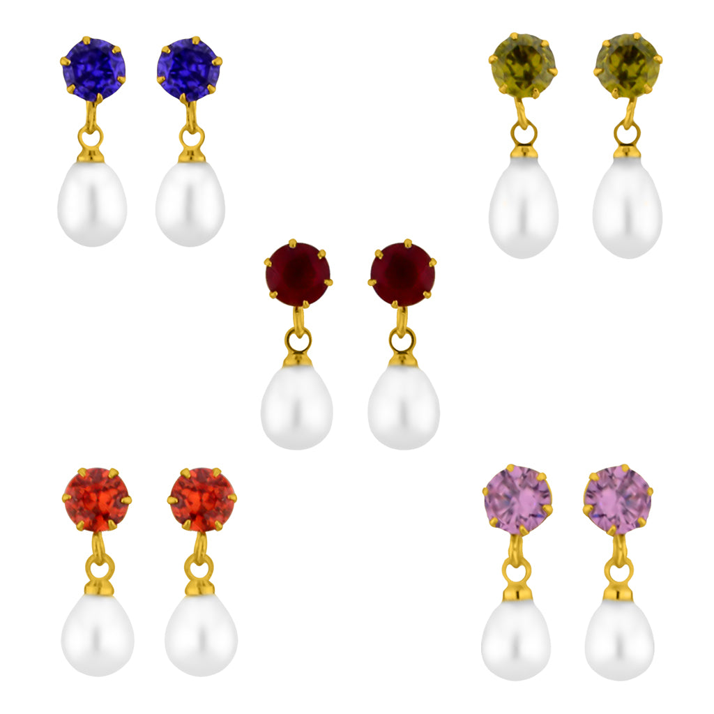 J Pearls Colourful Earrings Combo - Real Pearl Jewelry - Distacart
