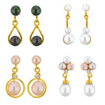 Thumbnail for J Pearls Set Of 4 Pearl Earrings Combo - Real Pearl Jewelry - Distacart