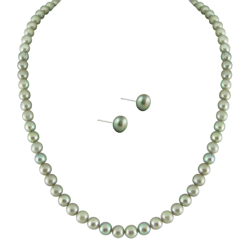 J Pearls Simple Grey Pearl Set - Real Pearl Jewelry - Distacart
