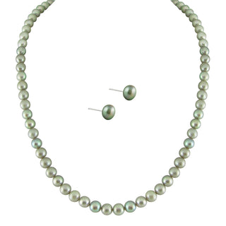 J Pearls Simple Grey Pearl Set - Real Pearl Jewelry - Distacart