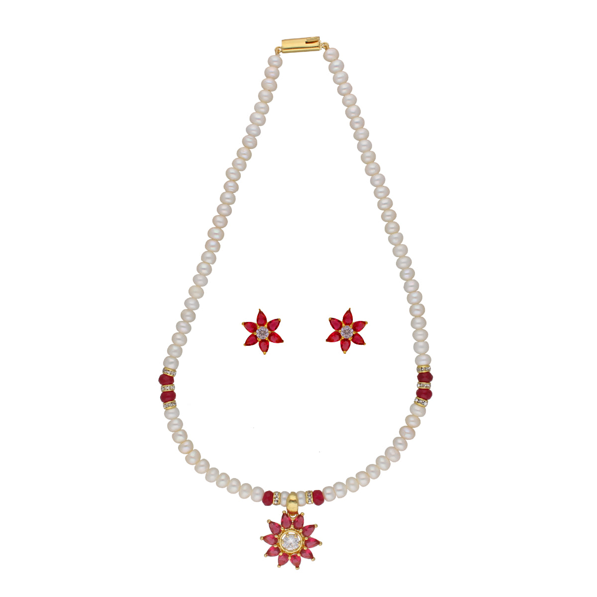 J Pearls Abdhija 1 Line Pearl Sets - Real Pearl Jewelry - Distacart