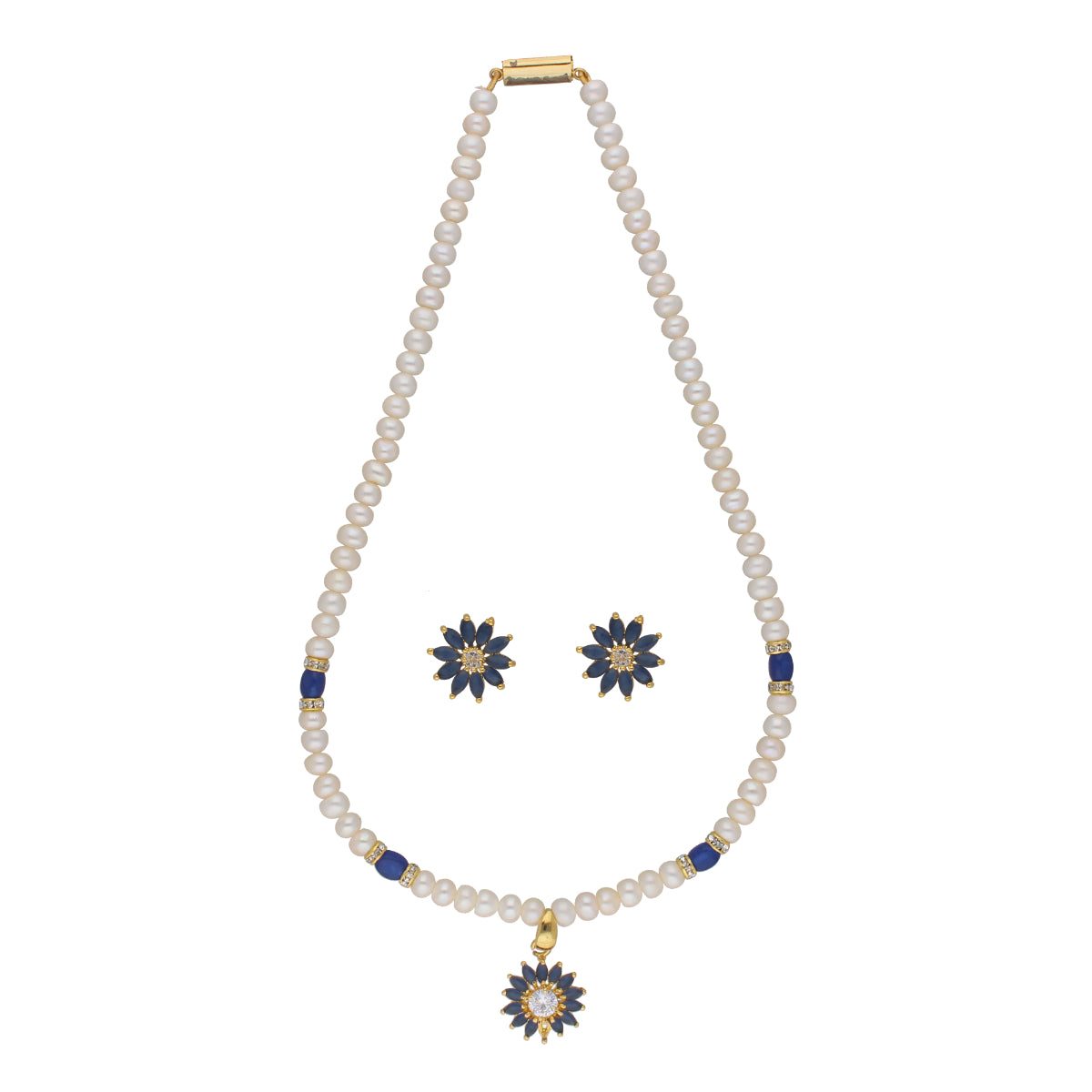 J Pearls Eeshika 1 Line Pearl Sets - Real Pearl Jewelry - Distacart