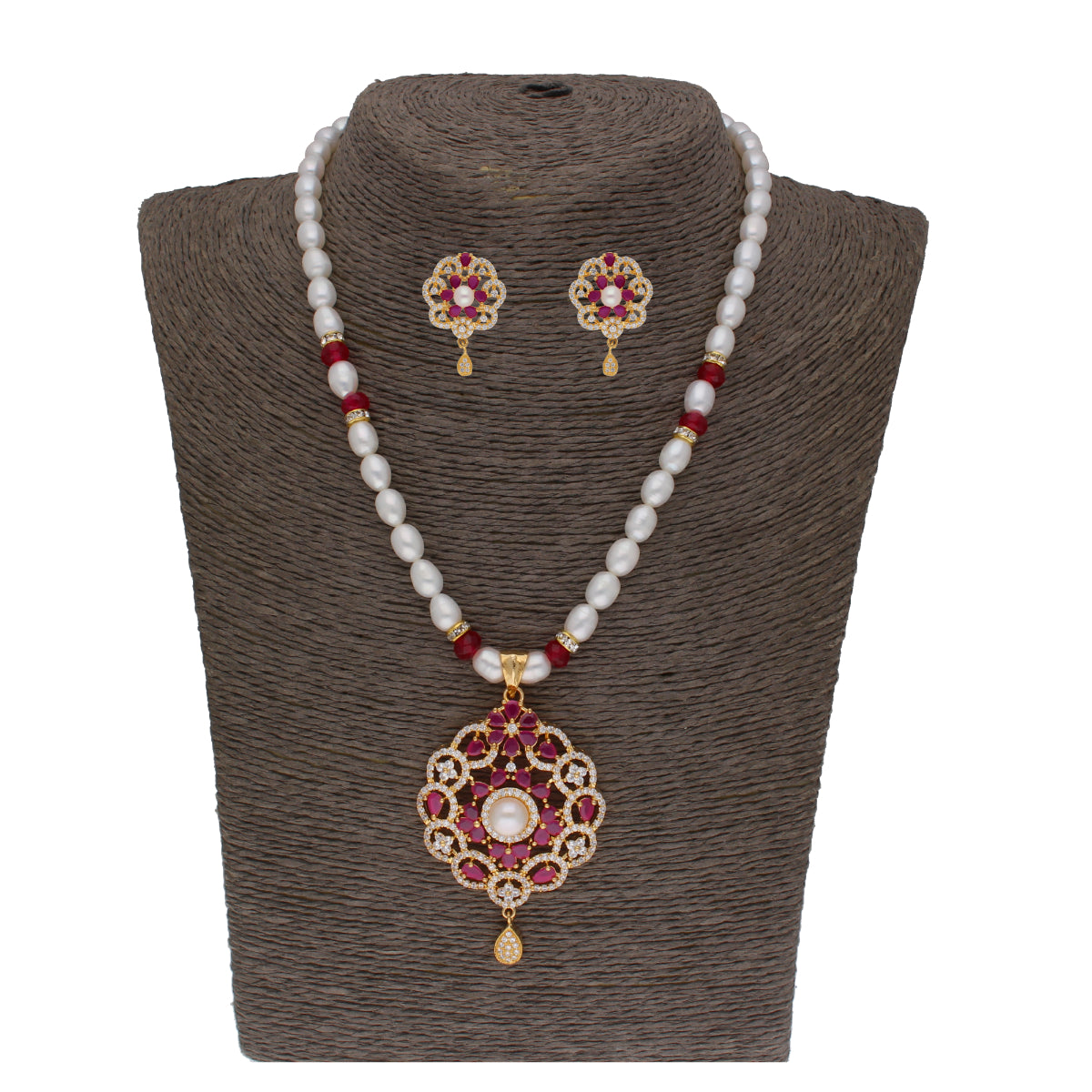 J Pearls Krishna 1 Line Pearl Sets - Real Pearl Jewelry - Distacart