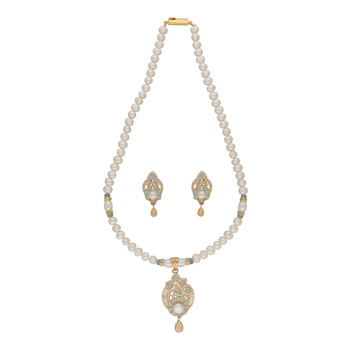 J Pearls Jhanvi 1 Line Pearl Sets - Real Pearl Jewelry - Distacart