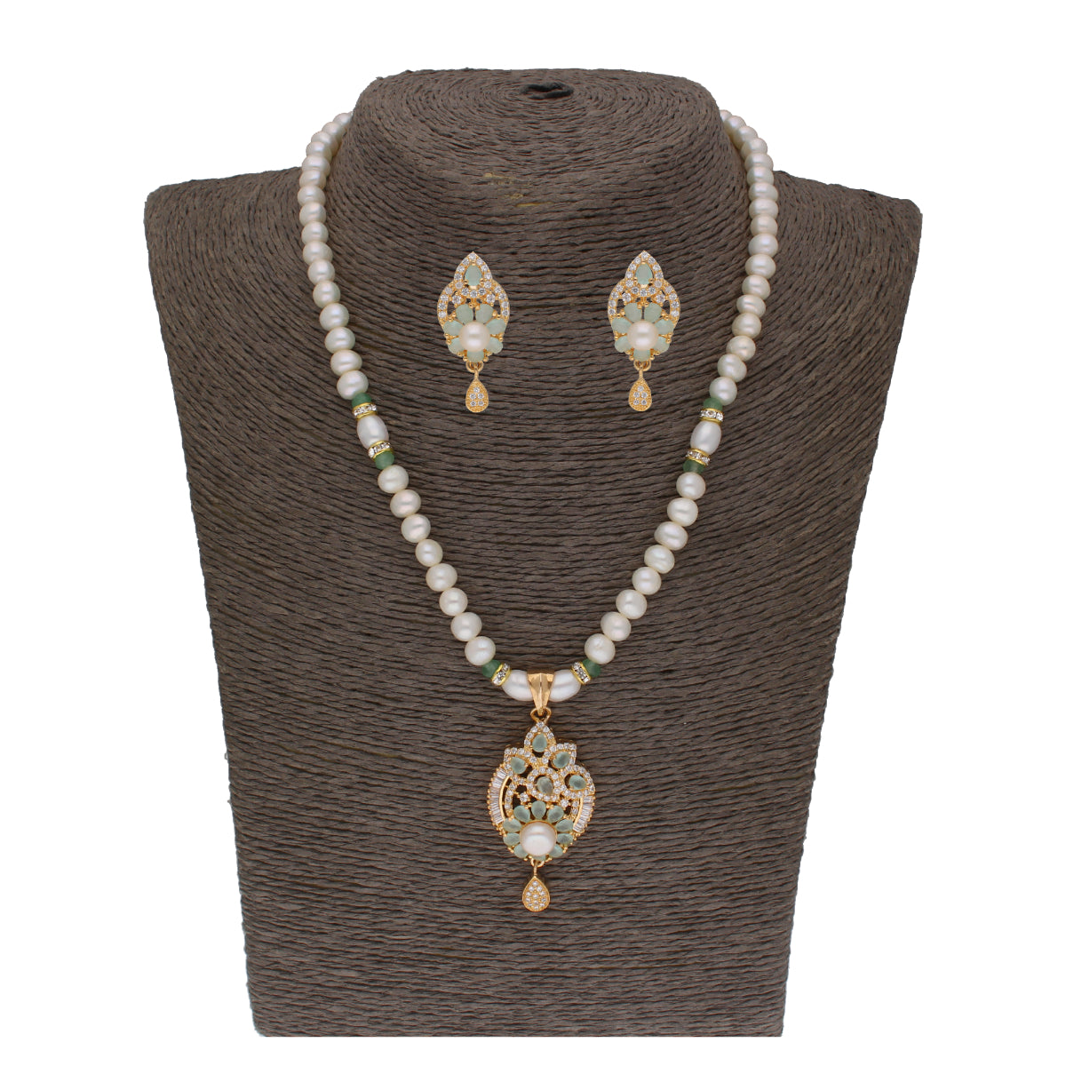 J Pearls Abhi 3 Lines Pearl Necklace Set - Real Pearl Jewelry main image 0
