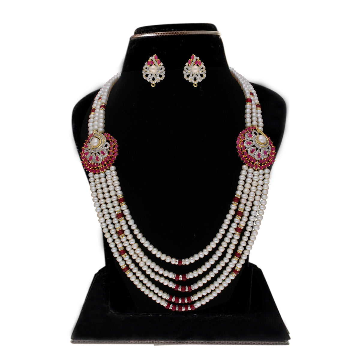 J Pearls Abarna 5 Lines Pearl Sets - Real Pearl Jewelry - Distacart