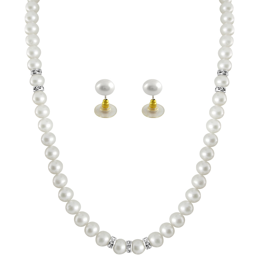 J Pearls White Single Line Pearl Necklace - Real Pearl Jewelry - Distacart