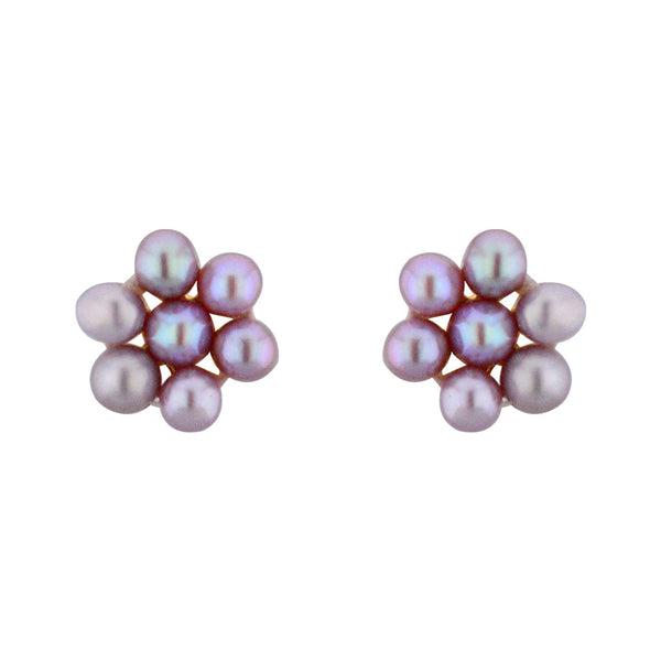 J Pearls 7 Pearls Peach Ear Rings - Real Pearl Jewelry - Distacart