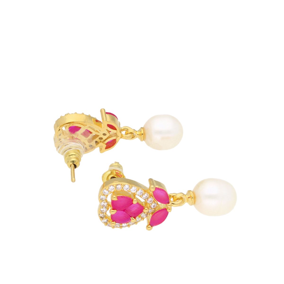 J Pearls Zigzag Pearl Earrings - Real Pearl Jewelry - Distacart