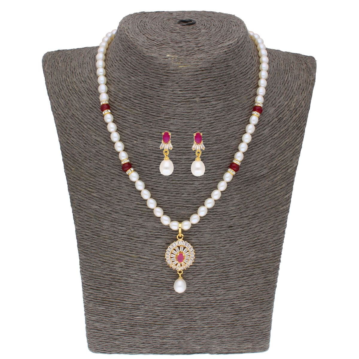 J Pearls Haarshini Pearl Set - Real Pearl Jewelry - Distacart