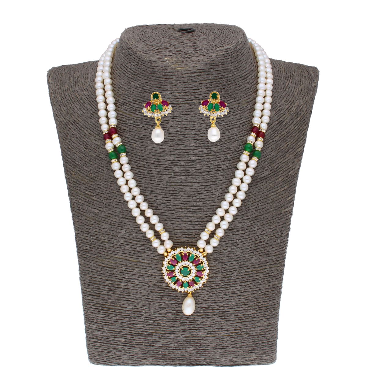 J Pearls Abeedha Pearl Set - Real Pearl Jewelry - Distacart