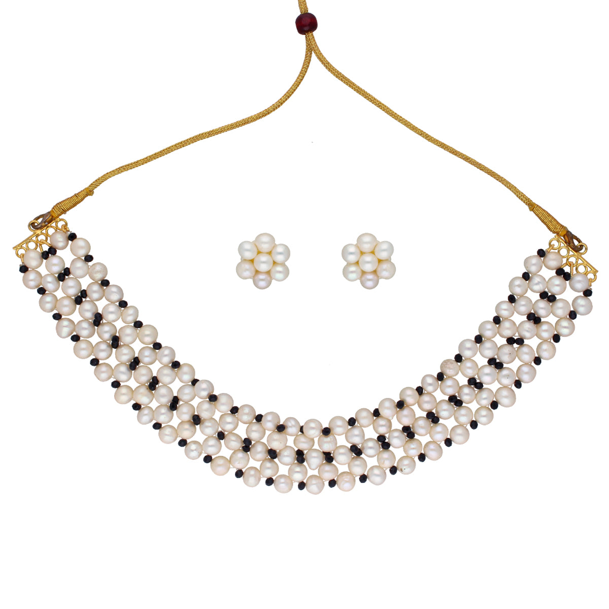 J Pearls Tulsi 1 Line Pearl Choker - Real Pearl Jewelry - Distacart