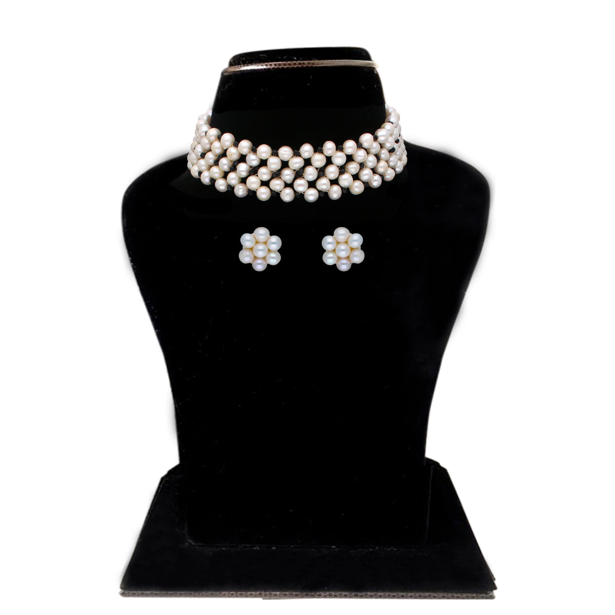 J Pearls Tulsi 1 Line Pearl Choker - Real Pearl Jewelry - Distacart