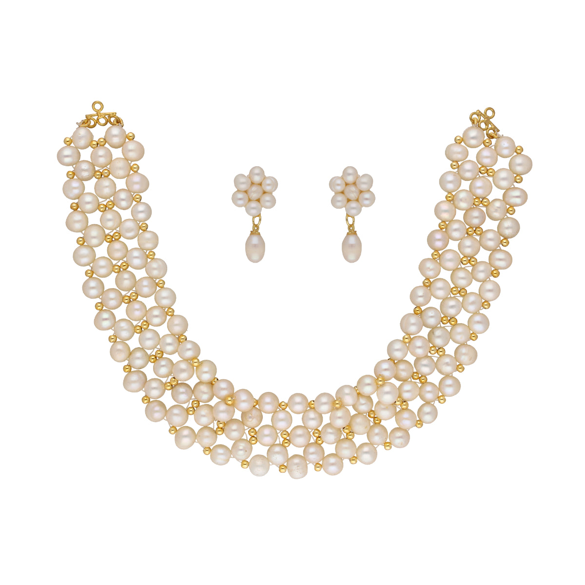J Pearls Abarna 1 Line Pearl Choker - Real Pearl Jewelry - Distacart