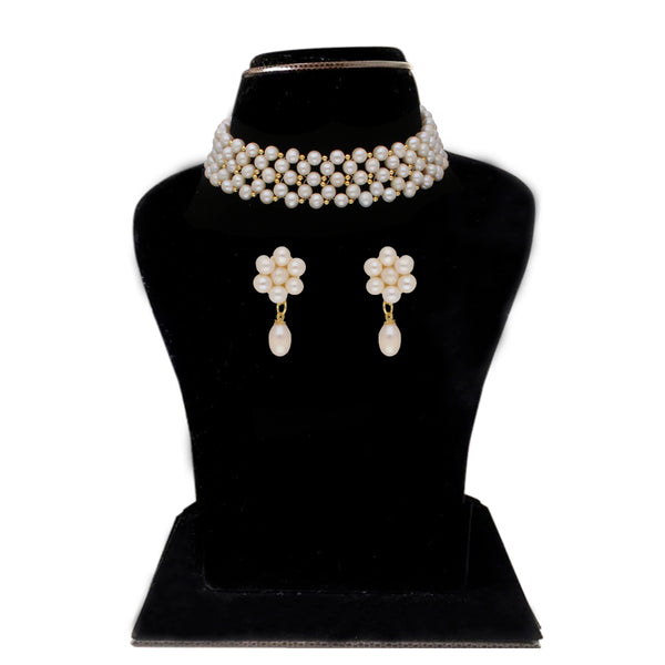 J Pearls Abarna 1 Line Pearl Choker - Real Pearl Jewelry - Distacart