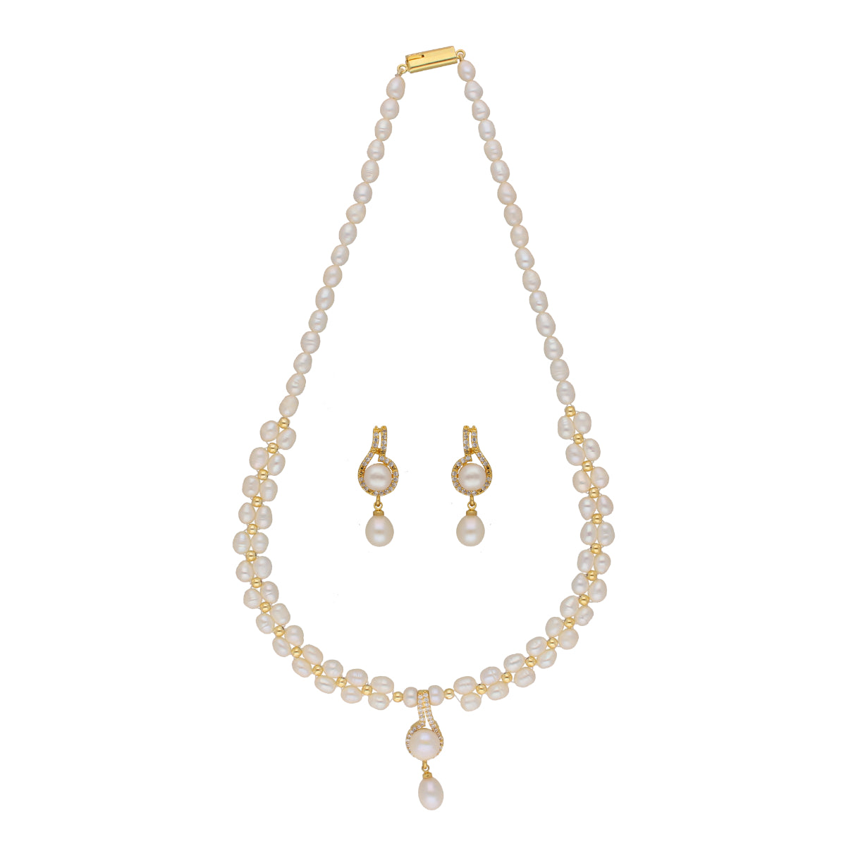 J Pearls Dharti 1 Line Pearl Sets - Real Pearl Jewelry - Distacart